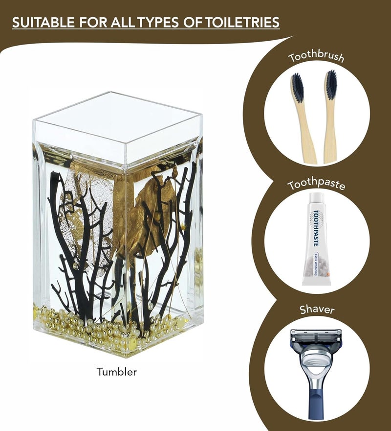Obsessions Obsessions Agua Acrylic 4Pcs Bathroom Set_Black and Gold  - Image 5