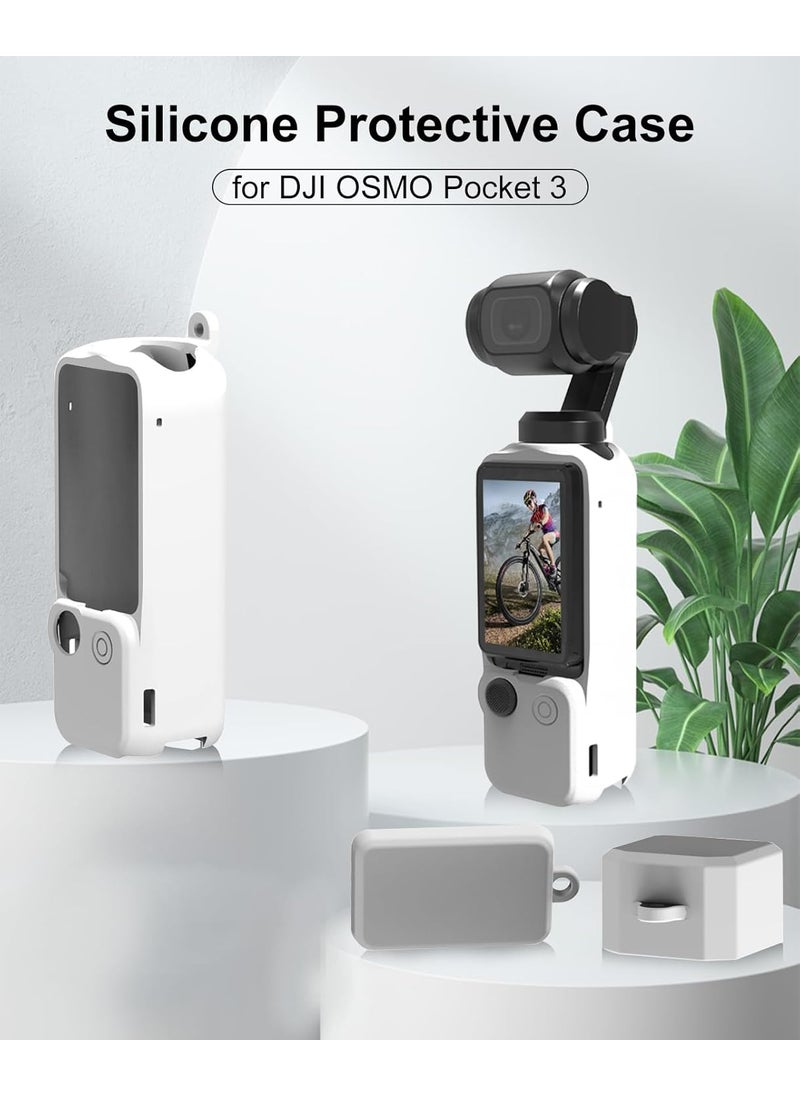 PULUZ PULUZ 3in1 Silicone Camera Case Set for DJI OSMO Pocket 3Slim Durable Lightweight Rubber Soft Silicone Camera Protective Cover AccessoriesWhite  - Image 2