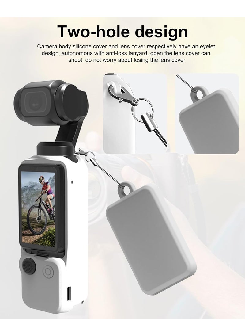 PULUZ PULUZ 3in1 Silicone Camera Case Set for DJI OSMO Pocket 3Slim Durable Lightweight Rubber Soft Silicone Camera Protective Cover AccessoriesWhite  - Image 3