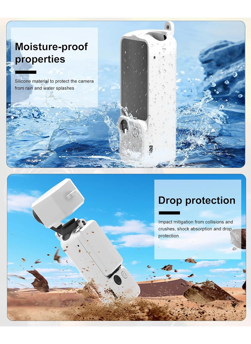 PULUZ PULUZ 3in1 Silicone Camera Case Set for DJI OSMO Pocket 3Slim Durable Lightweight Rubber Soft Silicone Camera Protective Cover AccessoriesWhite  - Image 4