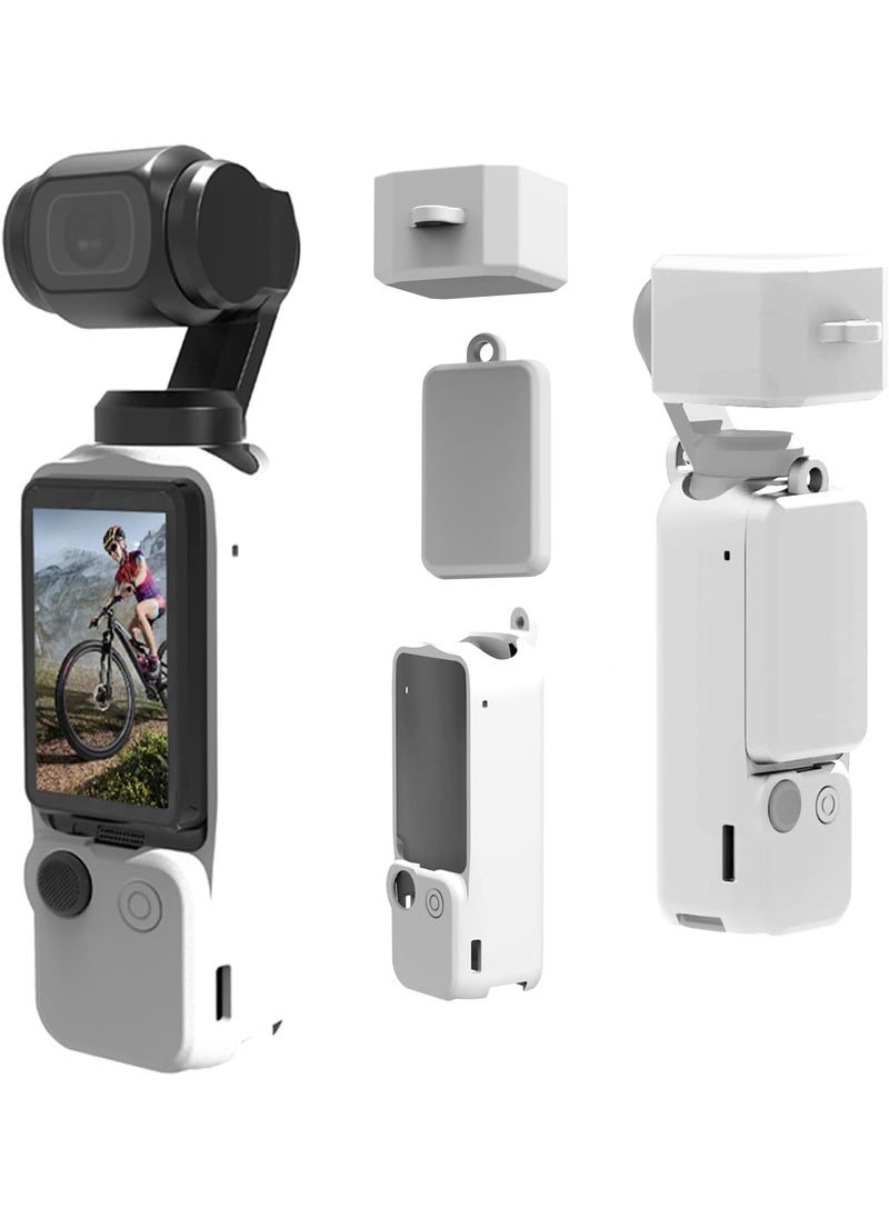 PULUZ PULUZ 3in1 Silicone Camera Case Set for DJI OSMO Pocket 3Slim Durable Lightweight Rubber Soft Silicone Camera Protective Cover AccessoriesWhite  - Image 1