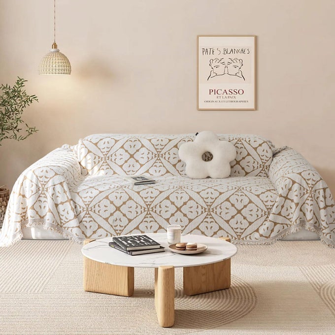 SOFA COVER FOR 3 SEATER CHENILLE AB SIDED SLIPCOVER FOR CORNER SOFA ALLSEASON PROTECTION COUCH COVER FOR DOGS COUCH PROTECTOR LOVESEAT COVERS FUTON COVER L SHAPED SOFA COVER WITH TASSEL