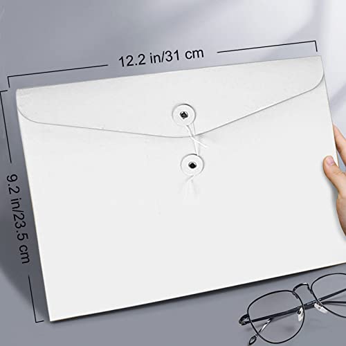 VANRA Kraft String Envelope File Folder Project Pockets File Jacket Document Organizer Flat-No Expansion A4 Letter Size (White, Pack of 5) - Image 2