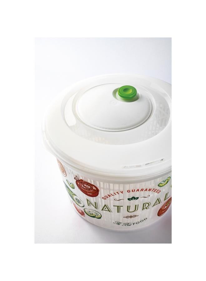 Snips Ulaop Plastic Vintage BPA Free Recyclable Dishwasher Safe Salad Spinner with Knob Lid White 4 Liter - Image 5