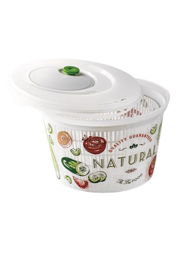 Snips Ulaop Plastic Vintage BPA Free Recyclable Dishwasher Safe Salad Spinner with Knob Lid White 4 Liter - Image 1