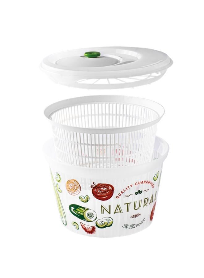 Snips Ulaop Plastic Vintage BPA Free Recyclable Dishwasher Safe Salad Spinner with Knob Lid White 4 Liter - Image 4