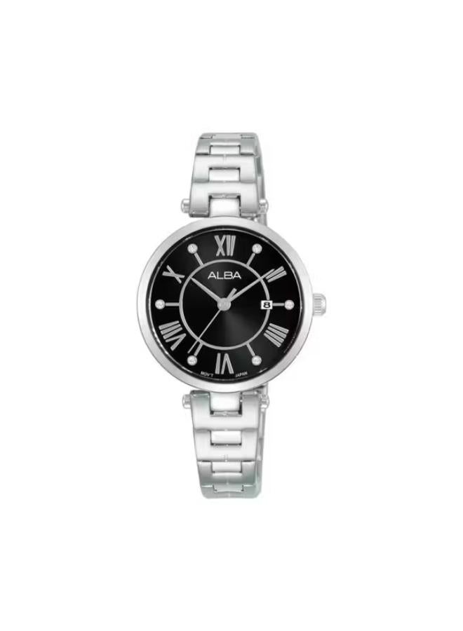 ALBA Ladies' Hand Watch FASHION Stainless Band, Black Dial AH7AP1X1