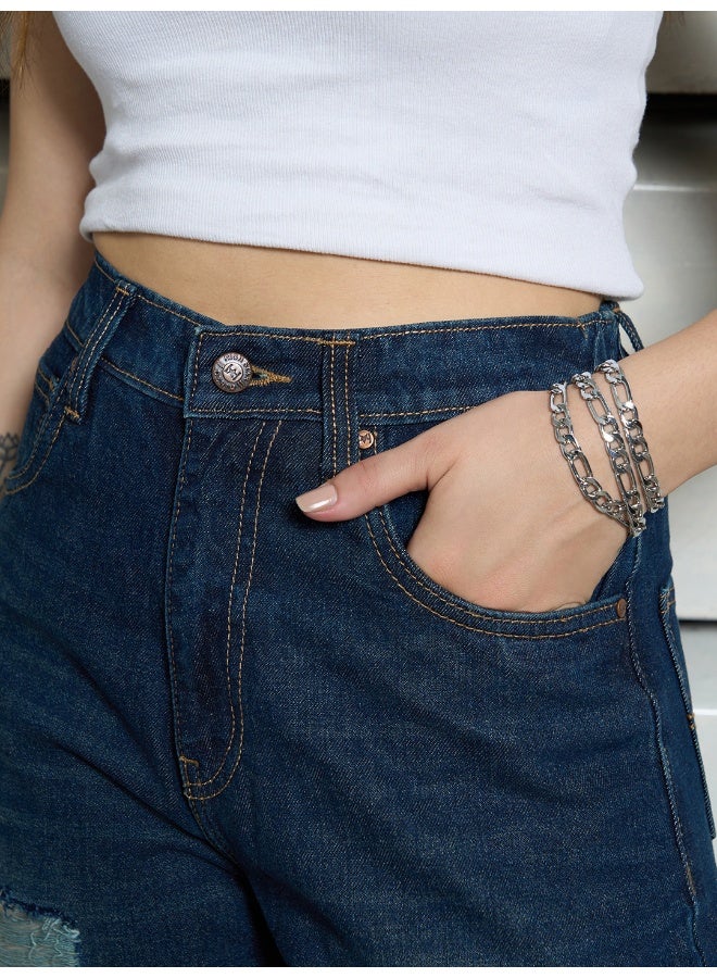 HIGH STAR Women’s Slim Mom Indigo Jeans – Comfortable and Trendy - Image 3