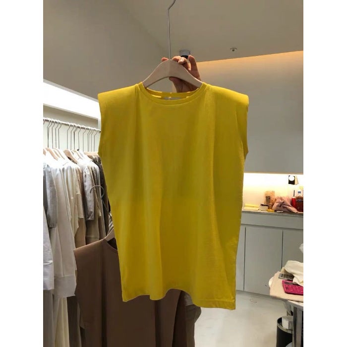 Sleeveless T-shirt Womens 2023 Summer New Arrival Loose Casual Student Top ins Exterior Girls Crewneck Vest Coffee  - Image 3