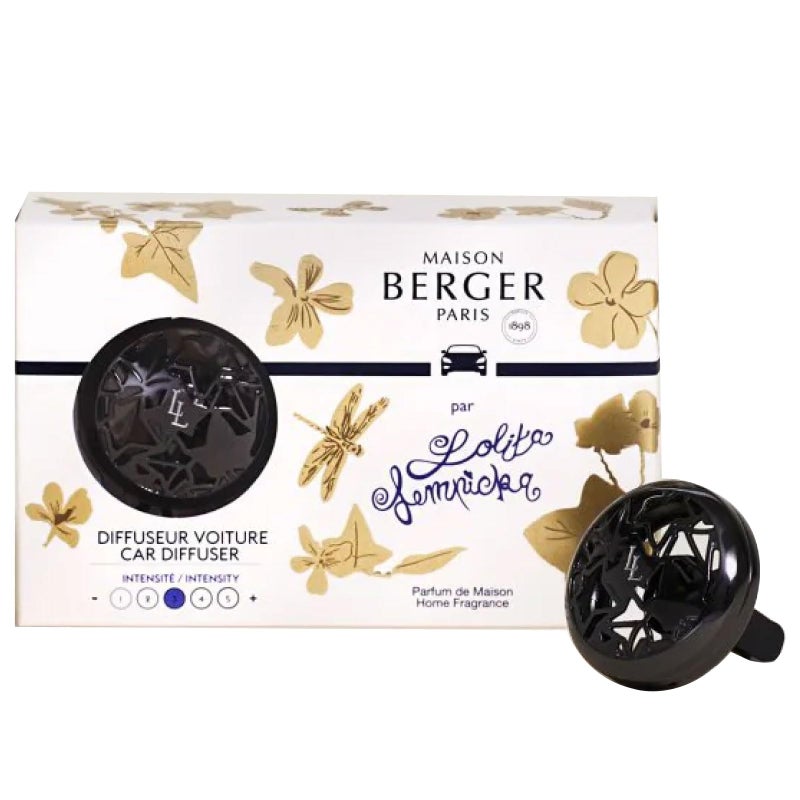 Maison Berger مايزون بيرجر - مجموعة معطر هواء السيارة القابلة لإعادة التعبئة مع مشبك تهوية - 3.1 × 2 × 0.8 بوصة - صنع في فرنسا (لوليتا لمبكا الأسود) - Image 1