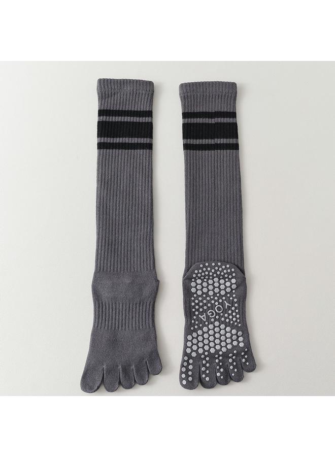 Bluejw Long Tube Five-finger Yoga Socks With Split Toe Professional Non-slip Pilates Pressure Calf Socks Women's Spring And Autumn Sports Cotton Socks - Image 1
