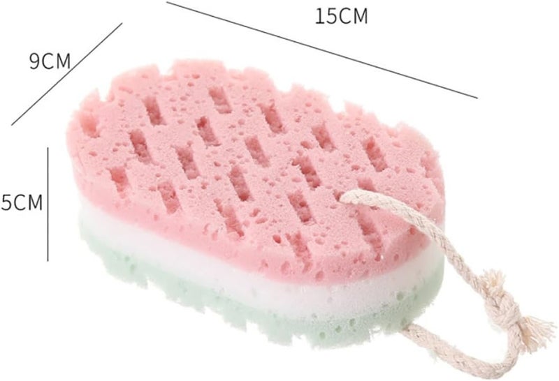 KICHOUSE 6pcs Adult Bath Sponge Set with Triple-Layer Exfoliating Foam, Soft Bath Wipes for Shower and Bathing Accessories, Random Colors - Image 2