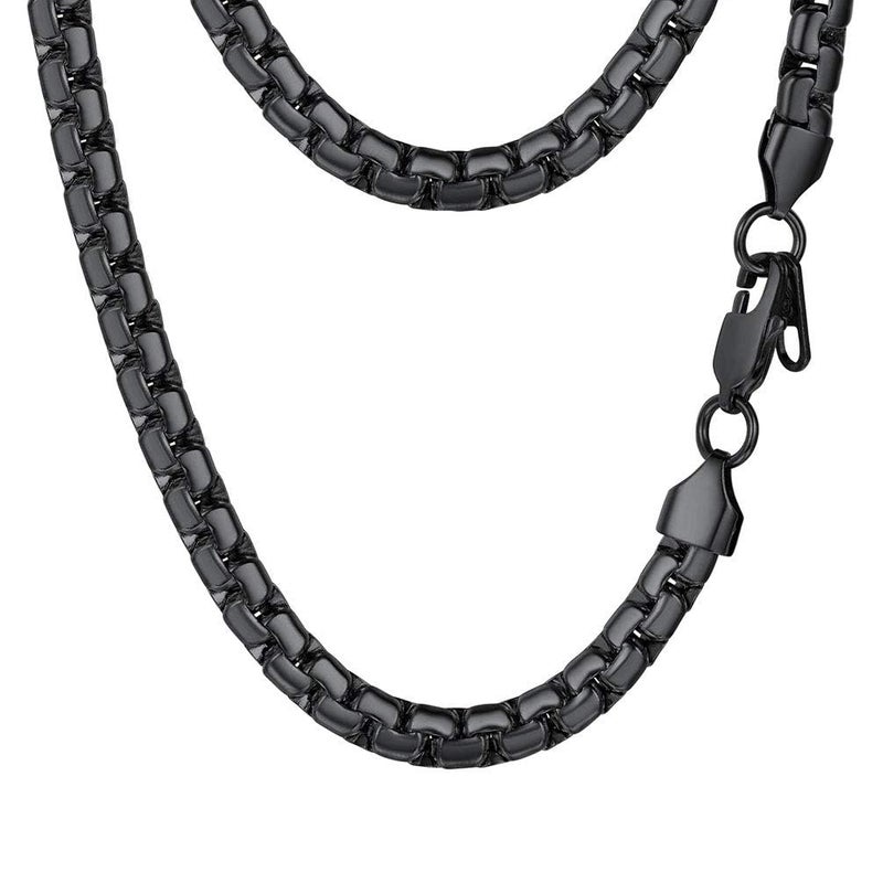 PROSTEEL Black Chain Necklaces for Men Mens Jewelry Flat Stainless Steel Link Chain Necklace - Image 1