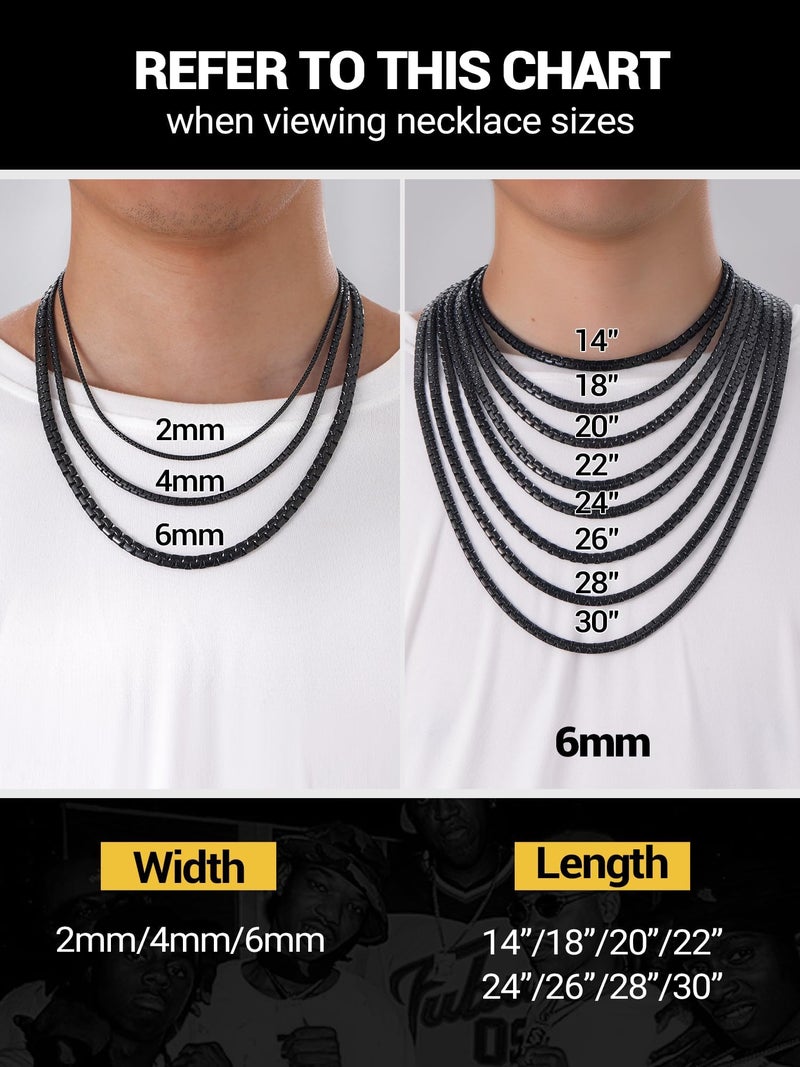 PROSTEEL Black Chain Necklaces for Men Mens Jewelry Flat Stainless Steel Link Chain Necklace - Image 5