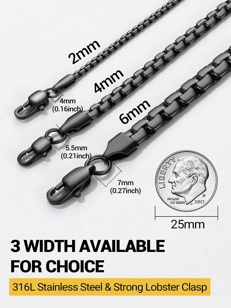 PROSTEEL Black Chain Necklaces for Men Mens Jewelry Flat Stainless Steel Link Chain Necklace - Image 4