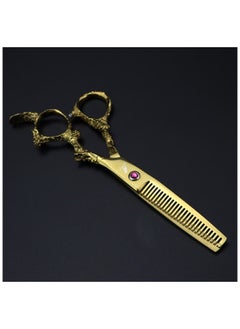 NEPURLson Professional Hairdressing Scissors Dragon Handle Flat Scissors Thinning Scissors Set Gold 6 Inch  - Image 5