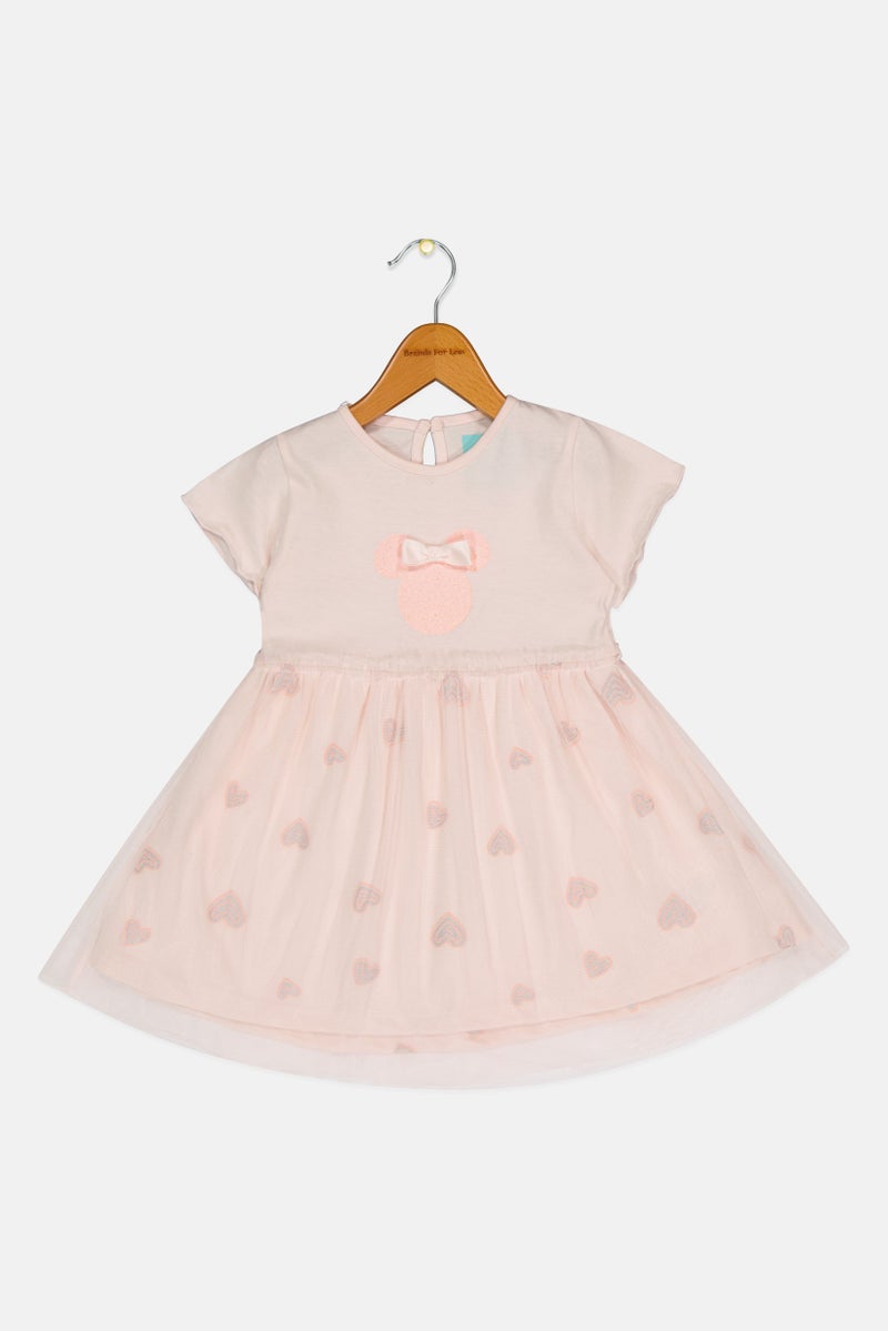 Disney Baby Toddlers Girl Textured Dress, Light Pink - Image 2