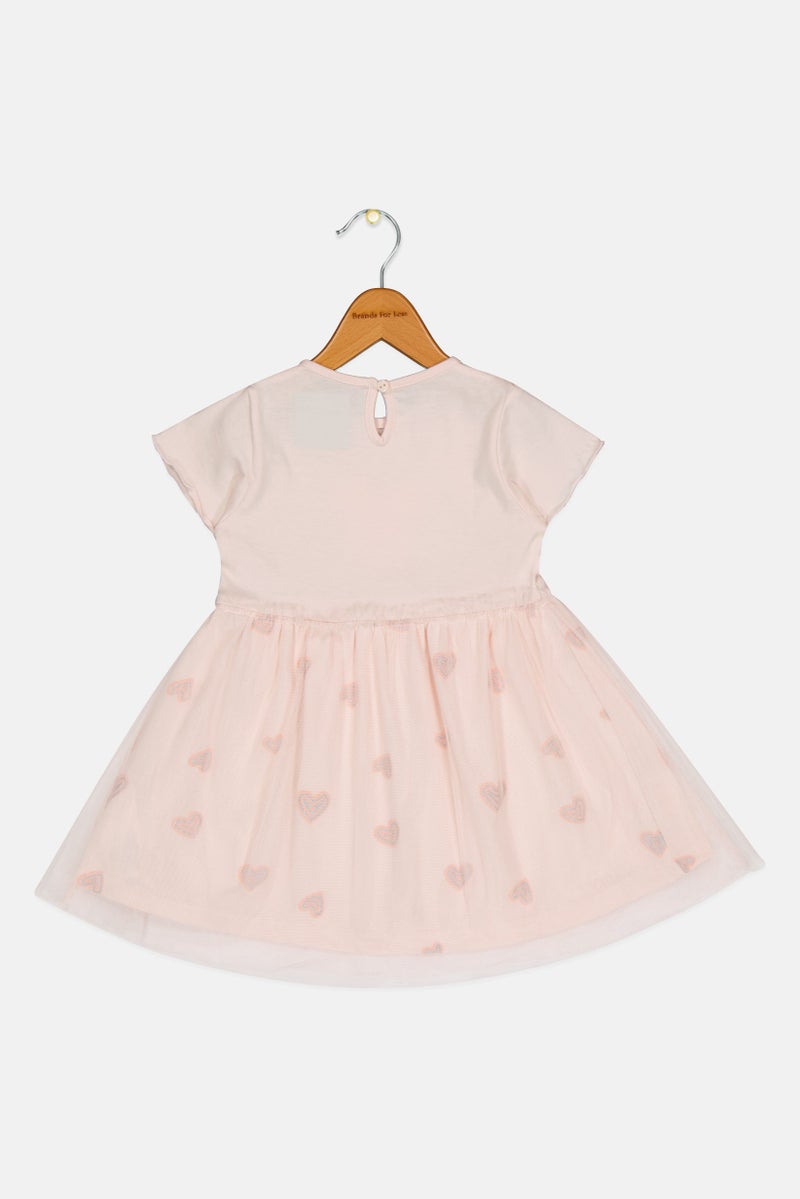 Disney Baby Toddlers Girl Textured Dress, Light Pink - Image 3