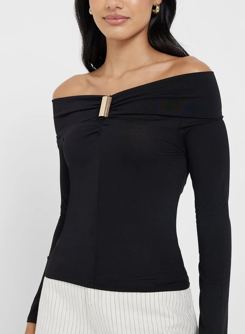 Ginger Off Shoulder Gather Detail Top