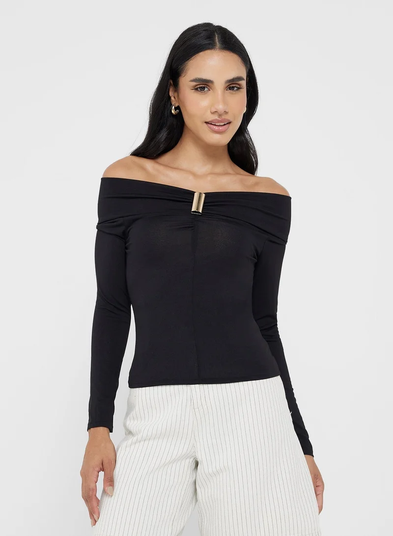 Ginger Off Shoulder Gather Detail Top