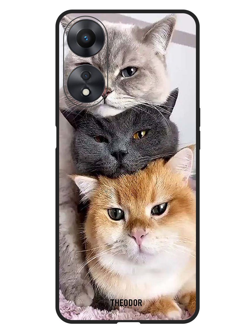 Theodor Protective Case Anti Scratch Shock Proof Bumper Cover For Oppo F23 5G Cats - Image 1