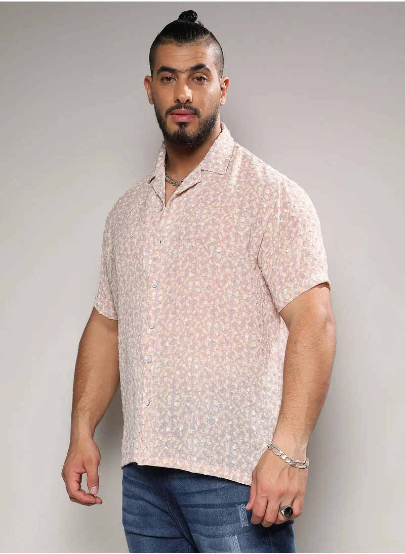 Instafab Plus Washed Flowers Seld-Design Shirt