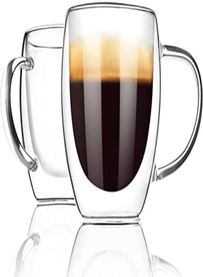 AKDC  Double Wall Glass Coffee Mugs With Handle,2 Pack Insulated Coffee  （250Ml） - Image 2