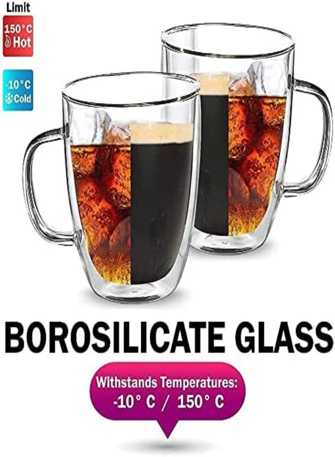 AKDC  Double Wall Glass Coffee Mugs With Handle,2 Pack Insulated Coffee  （250Ml） - Image 4