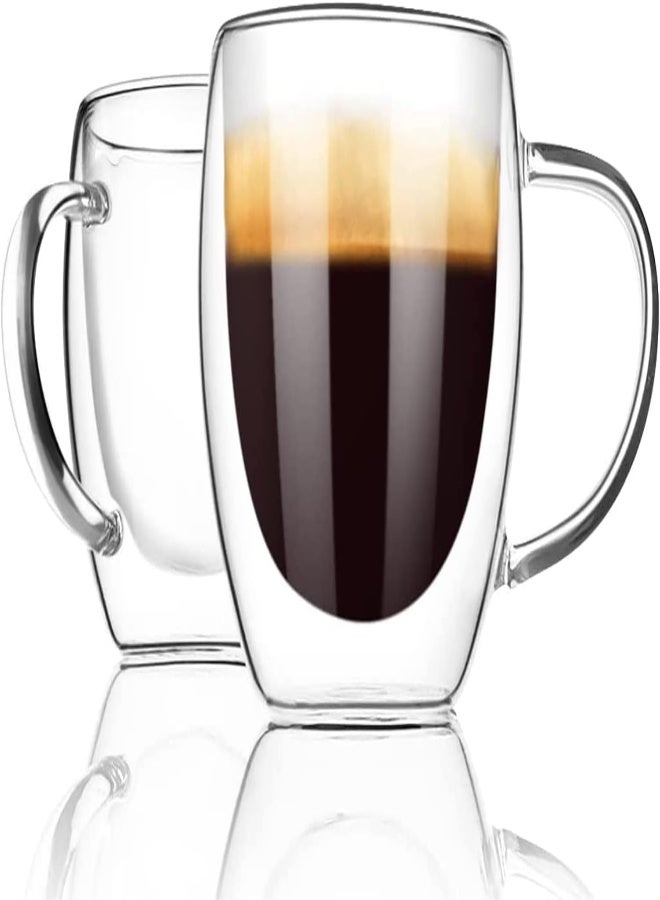 AKDC  Double Wall Glass Coffee Mugs With Handle,2 Pack Insulated Coffee  （250Ml） - Image 1