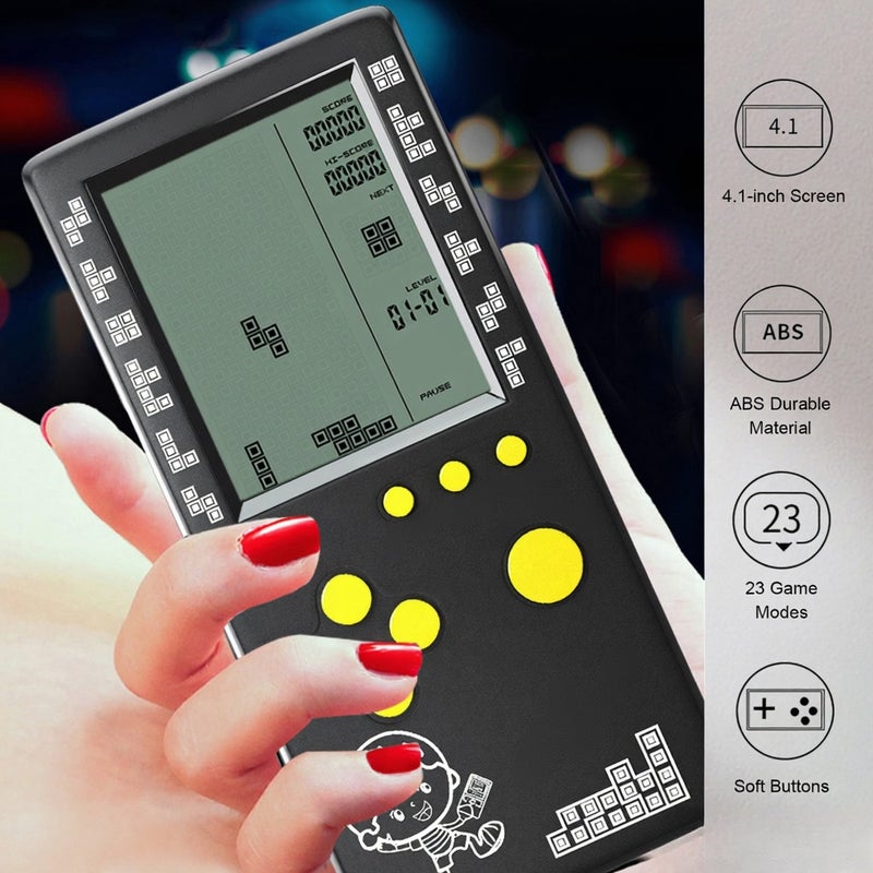 مكعبات ألعاب أزرار RS-100 - جهاز ألعاب محمول كلاسيكي لألعاب الألغاز بلوكات اللعب، مع أنماط مطبوعة عشوائيًا على الجهاز - Image 4