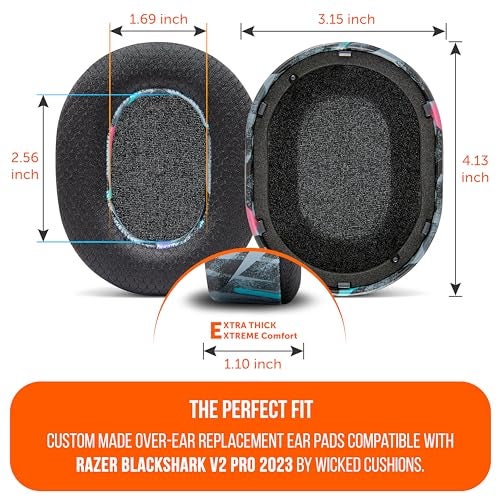 WC Freeze Blackshark V2 Pro 2023 - Cooling Gel Earpads by Wicked Cushions Only (Does not fit Old Blackshark V2 Pro) - Boost Comfort, Thickness, & Sound Isolation for Epic Gaming | 90's Black - Image 5