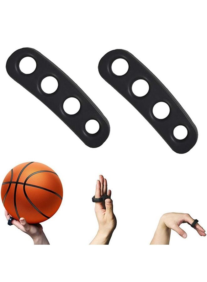 Generic 2 Pcs Basketball Shooting Trainer Aid, High elasticity Silica Gel Finger Training Equipment, Basketball Trainer for Youth and Adult (Black)  - Image 1