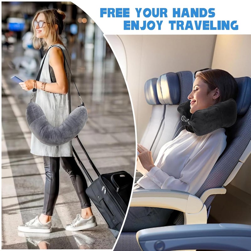 Leaysoo Stuffable Neck Pillow for Travel Soft Velvet Stuffable Travel Pillow for Extra Luggage Fits About 6 TShirts Travel Storage Bag UShapes Pillow Black Pillow Cover Only No Filler - Image 4