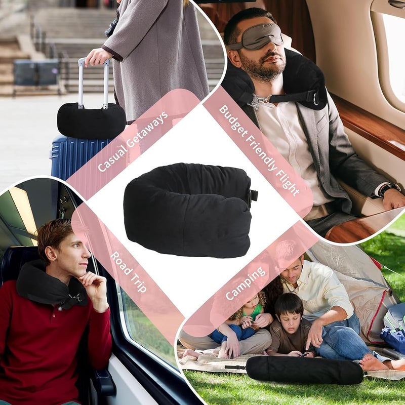 Leaysoo Stuffable Neck Pillow for Travel Soft Velvet Stuffable Travel Pillow for Extra Luggage Fits About 6 TShirts Travel Storage Bag UShapes Pillow Black Pillow Cover Only No Filler - Image 5