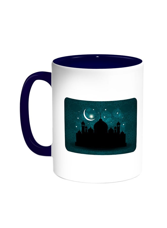 Ramadan And A Mosque Printed Coffee Mug Blue/White 11ounce