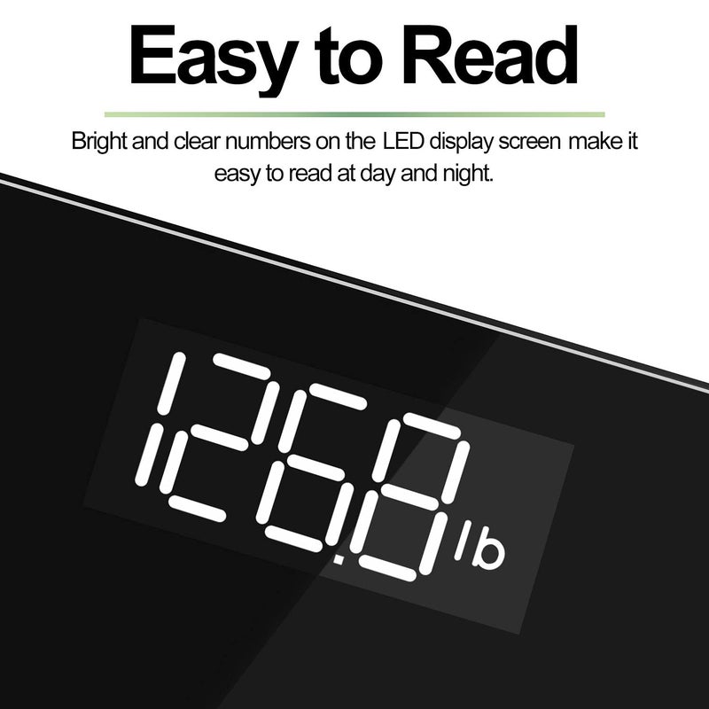 RENPHO Scale for Body Weight Digital Bathroom Scale with Backlit LED Display Highly Accurate  Measures Weight up to 400 lb180kg Batteries Included BlackCore 1S - Image 3