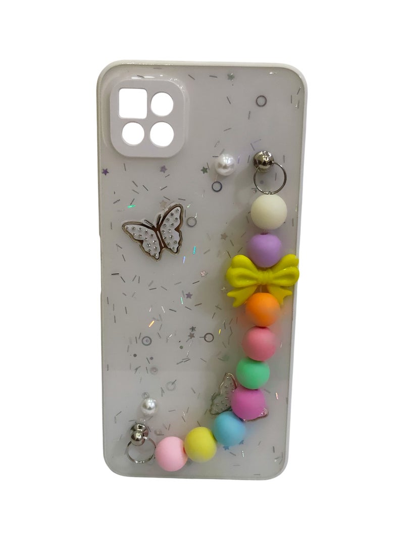 Butterfly with Chain Design TPU Back Cover for Samsung Galaxy A22 5G - White - Image 1