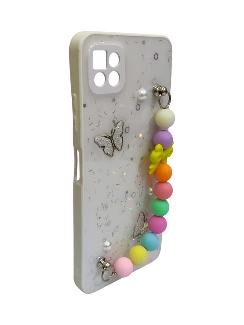 Butterfly with Chain Design TPU Back Cover for Samsung Galaxy A22 5G - White - Image 2