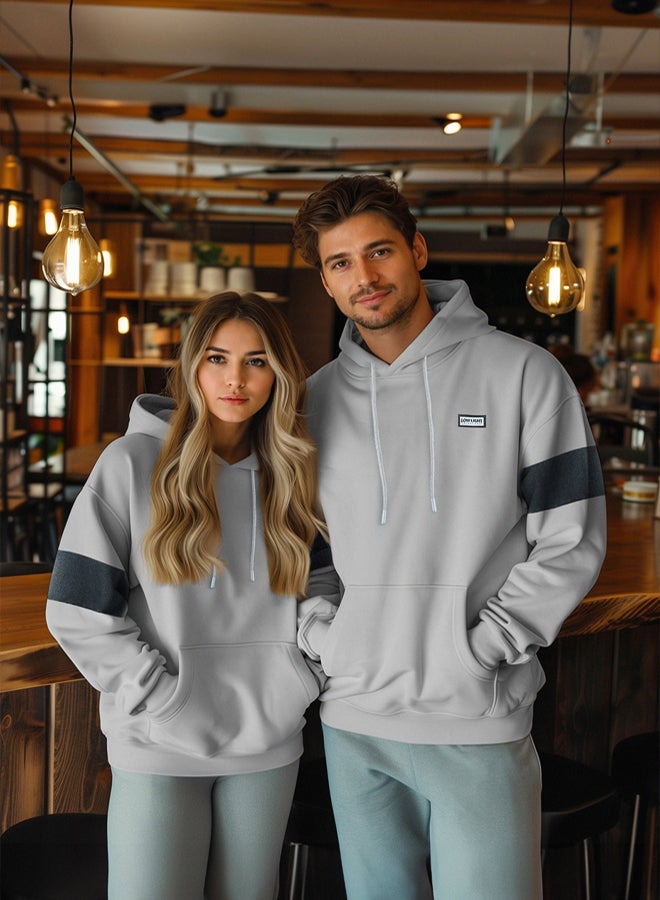 trendyol Gray Oversize/Wide Cut Labeled Color Blocked Fleece Inside Sweatshirt TMNAW24SW00128 - Image 1