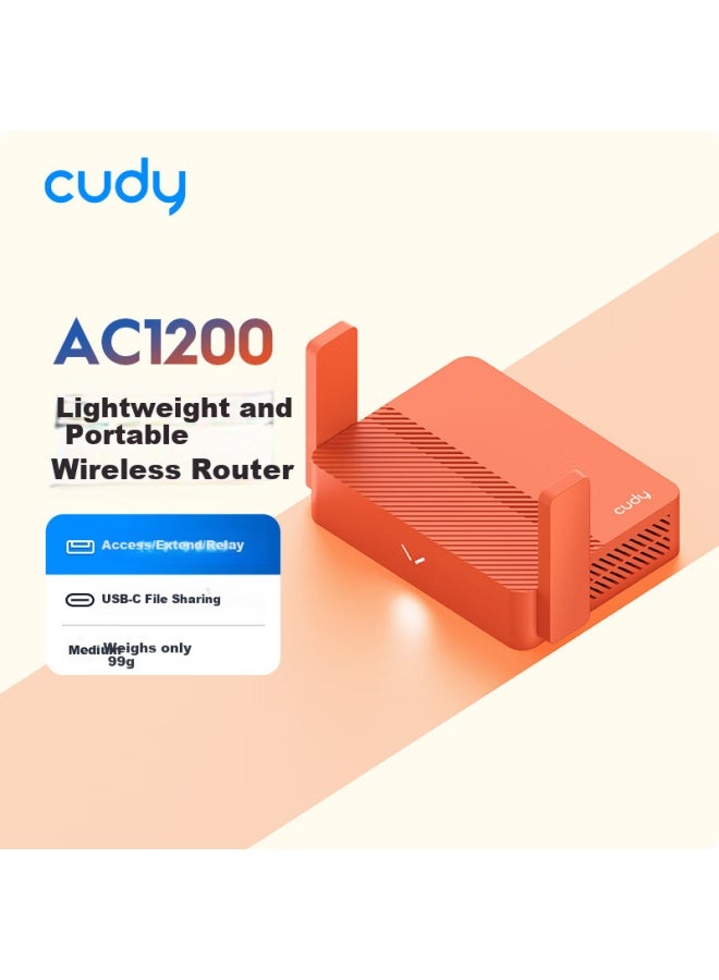 Cudy Ac1200 Mini Router With Light Nas, Usb Power Bank, Home Use, Dormitory, Portable, Traveling, App Control, Tr1200 - Image 1