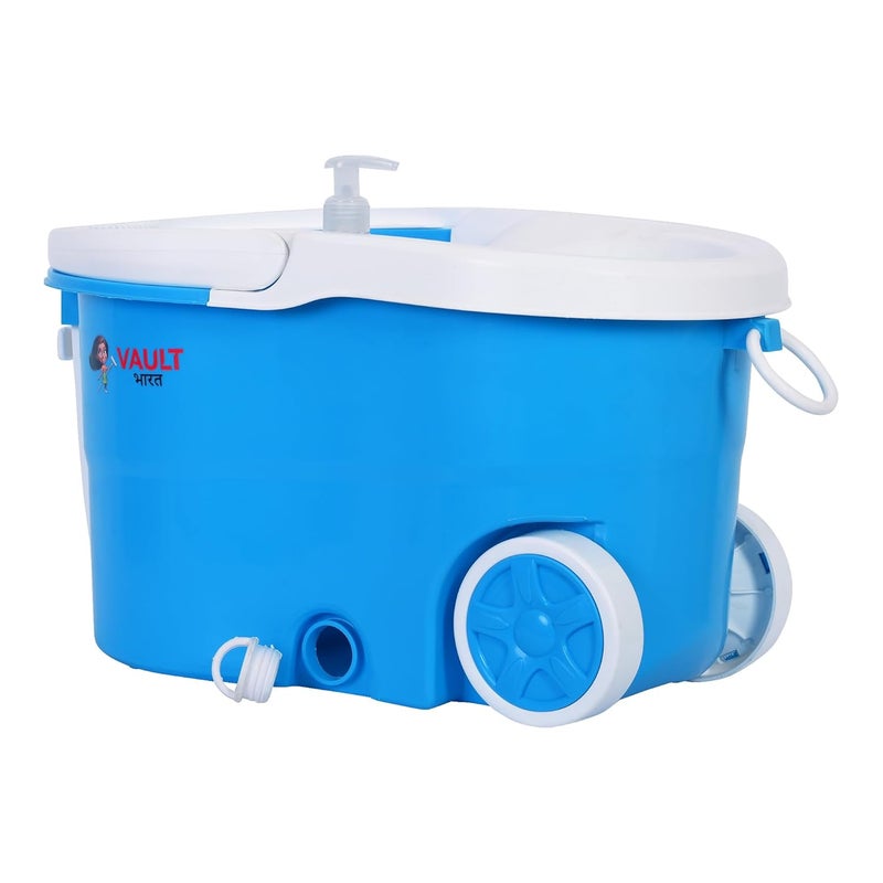 VAULT BHARAT Vault Bharat Premium Heavy Quality Mop Bucket for Floor Cleaning 360 Degree Spin Mop with Steel Wringer Easy Wheels 2 Refill and Bucket ModelV58V3NEW Color Blue Warranty 1 Year - Image 4