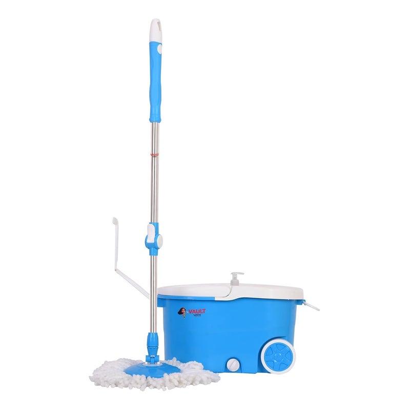 VAULT BHARAT Vault Bharat Premium Heavy Quality Mop Bucket for Floor Cleaning 360 Degree Spin Mop with Steel Wringer Easy Wheels 2 Refill and Bucket ModelV58V3NEW Color Blue Warranty 1 Year - Image 3