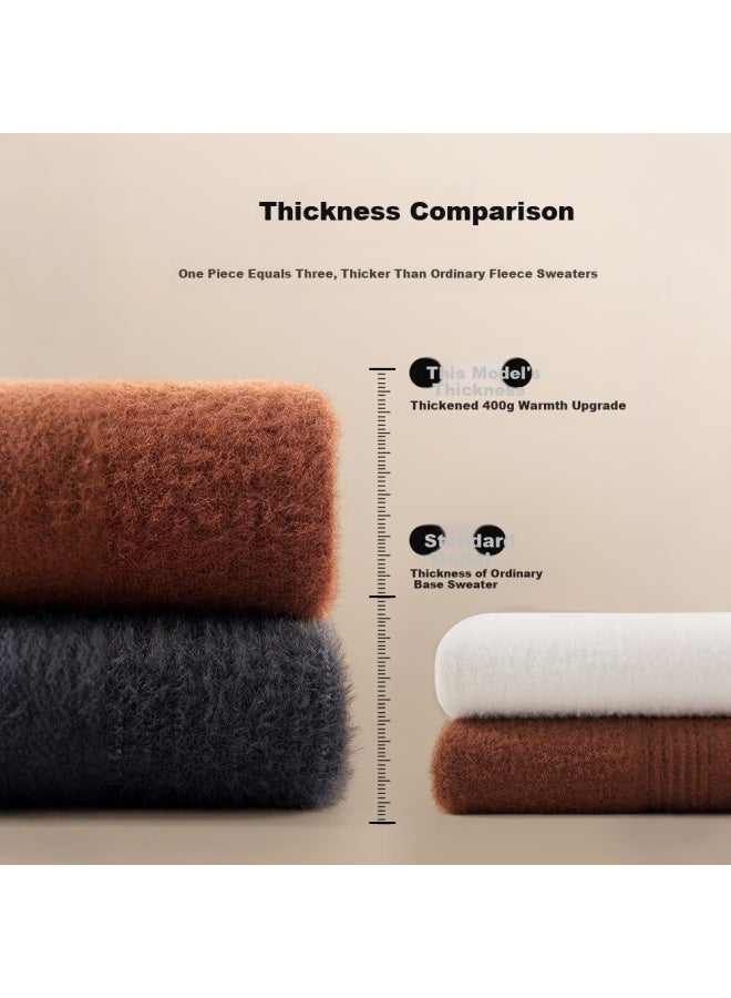 Yishangmei Women's Sweater Winter Thickened Fleece Lined High Neck Base Shirt Warm Mink Cashmere - Image 4