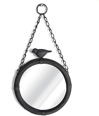 NIKKY HOME NIKKY HOME Shabby Chic Small Wall Mirrors Decor Decorative Metal Framed Hanging Round Mirror Vintage Rustic with  - Image 1