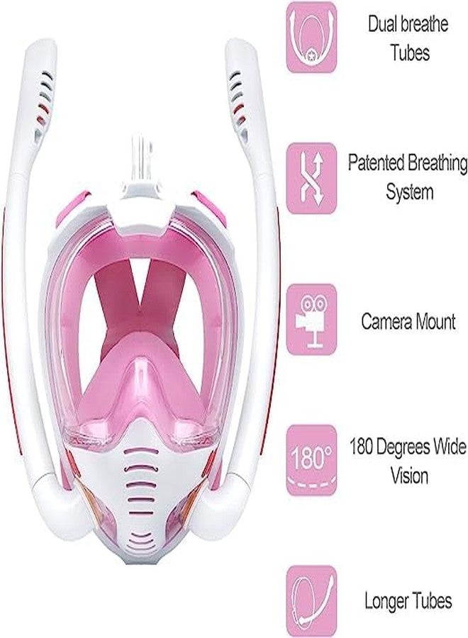 Olpad قناع غطس أولباد مع حامل كاميرا ونظام غطاء جاف، لون وردي (مقاس صغير/متوسط) - Image 3