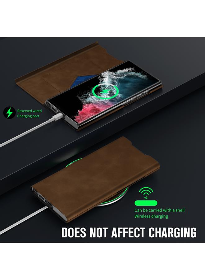 اس-توب جراب لهاتف Samsung Galaxy S23 Ultra 5G مصنوع من جلد نابا المغناطيسي مع حامل - Image 2