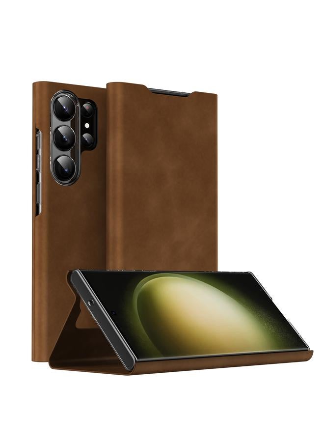 اس-توب جراب لهاتف Samsung Galaxy S23 Ultra 5G مصنوع من جلد نابا المغناطيسي مع حامل - Image 1