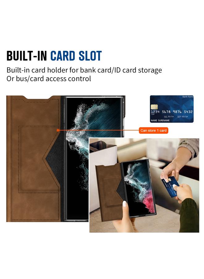 اس-توب جراب لهاتف Samsung Galaxy S23 Ultra 5G مصنوع من جلد نابا المغناطيسي مع حامل - Image 5