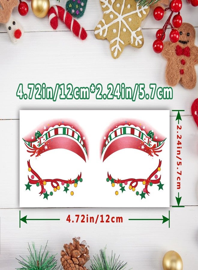 SOOVSY Christmas Eye Shadow Temporary Tattoos Stickers Face Makeup Patches, Xmas Tree Santa Claus Eyeliner Decals Fake Tattoos for Women Girls, Christmas Stocking Stuffers Party Supplies - Image 3