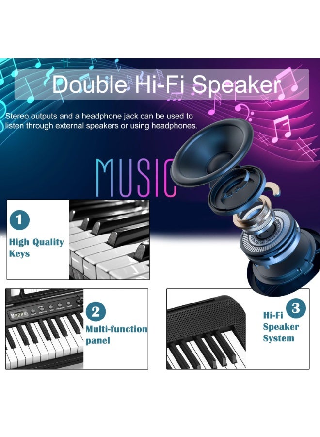 والالا 88 مفتاح بيانو رقمي، بيانو لوحة مفاتيح إلكترونية شبه مرجحة مع حامل موسيقى، مزود بمصدر طاقة، دواسة إمداد، حامل، حامل، بلوتوث، ميدي، للمبتدئين المحترفين في المنزل، على المسرح - Image 4